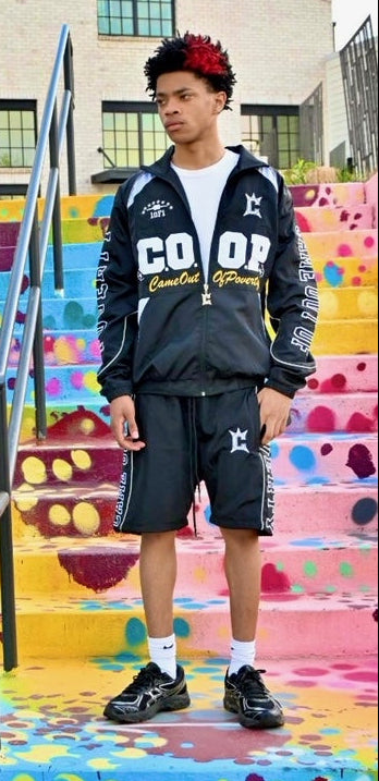 Black Nylon Reflective Short Set