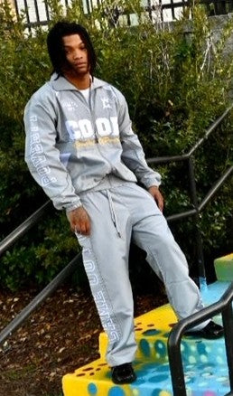 Grey Nylon Reflective Pants Set