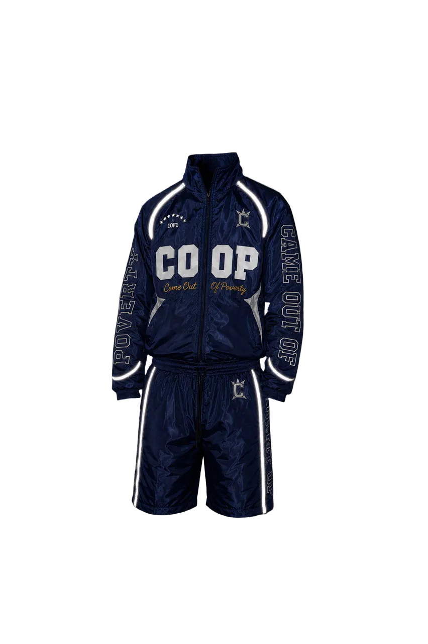 Blue Nylon Reflective Short Set