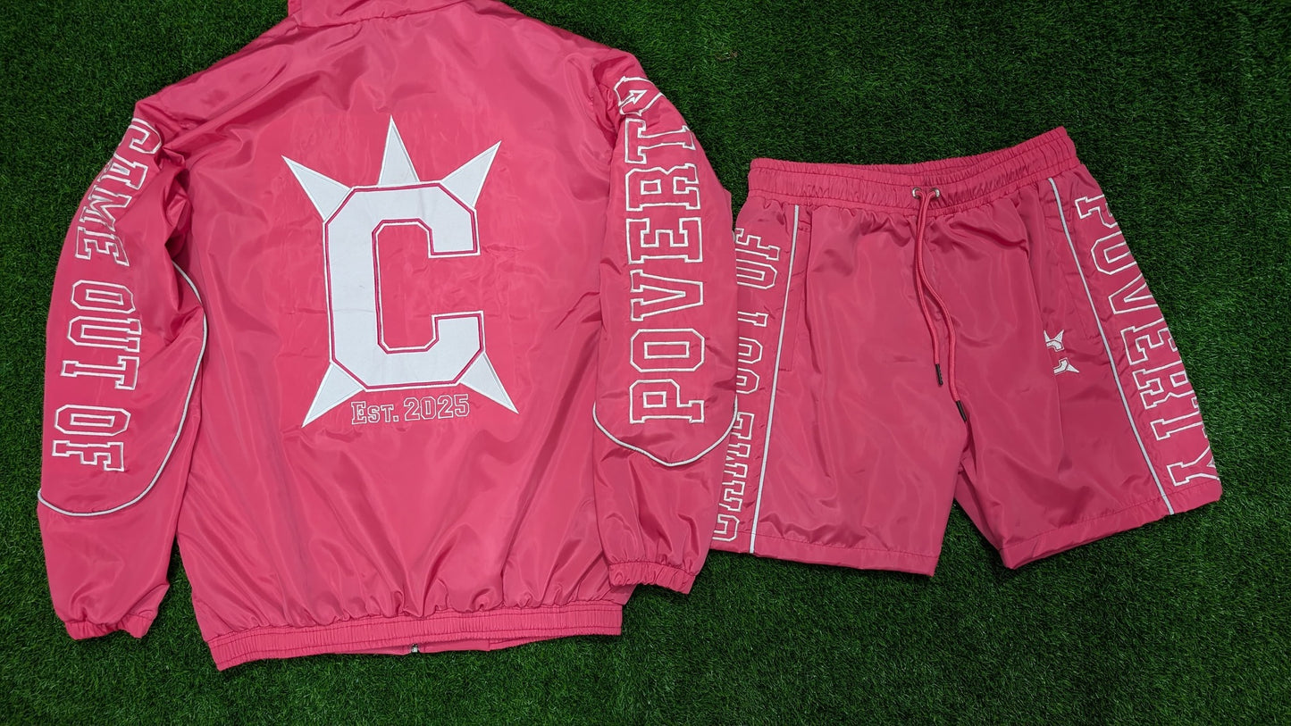 Pink Nylon Reflective Short Set