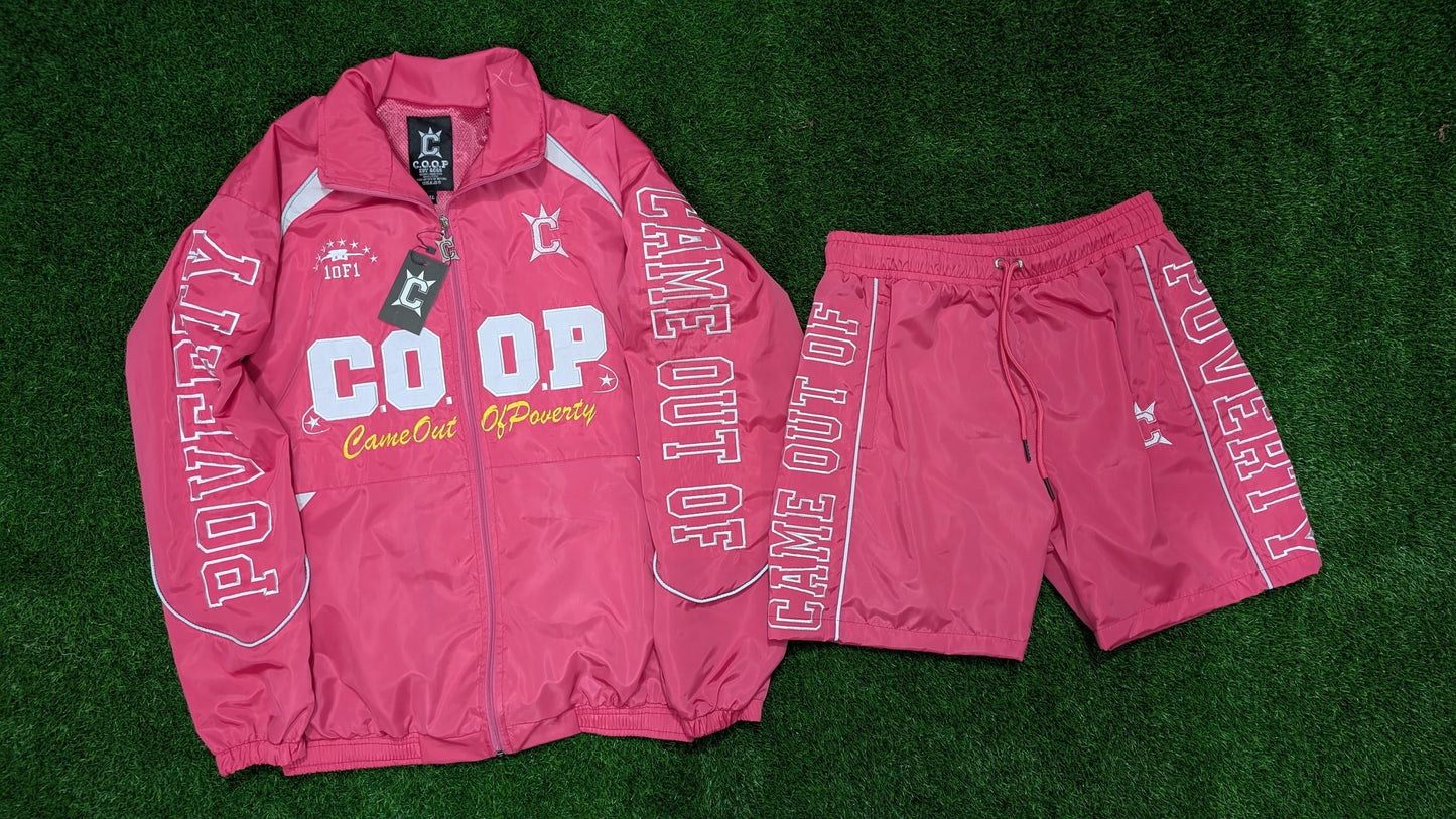 Pink Nylon Reflective Short Set