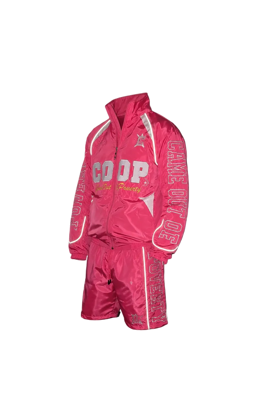 Pink Nylon Reflective Short Set
