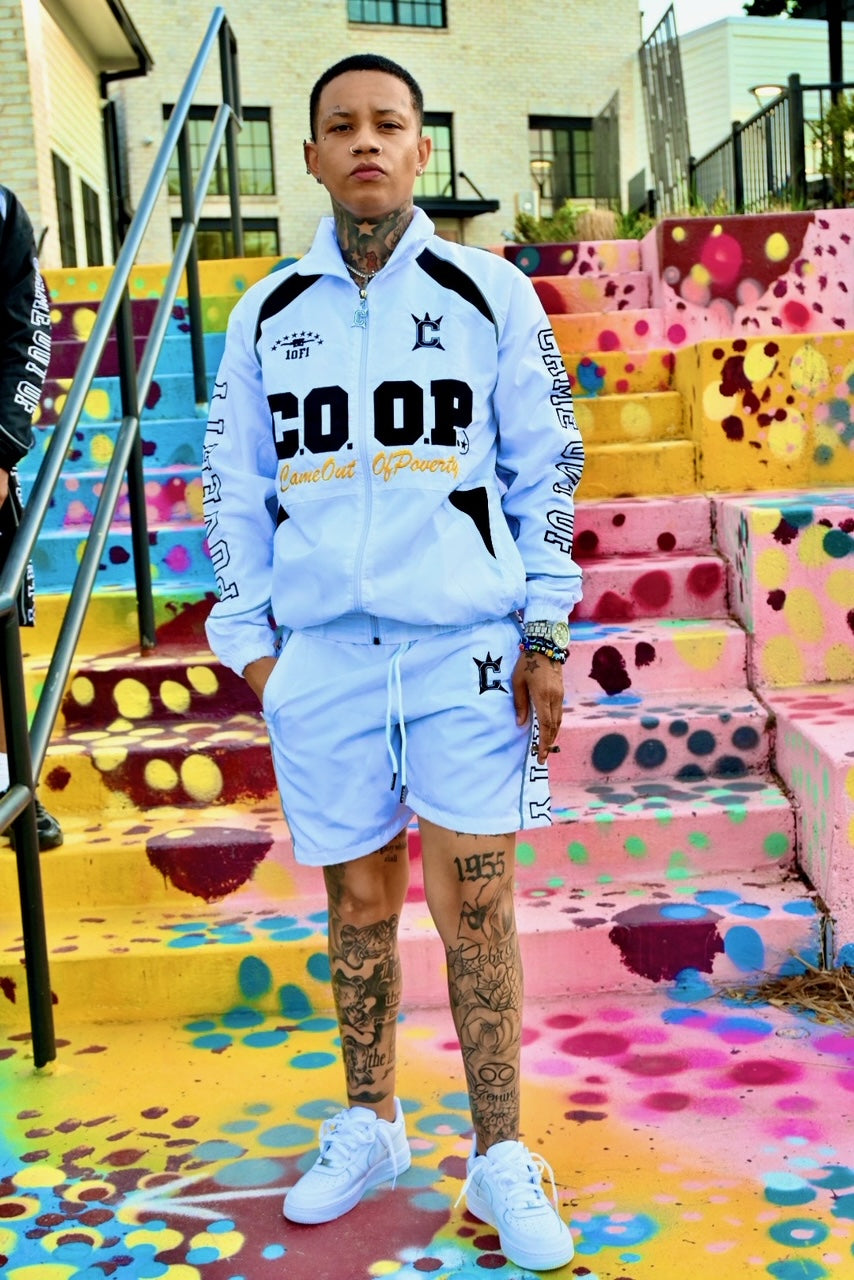 White Nylon Reflective Short Set