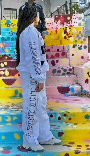 White Nylon Reflective Pants Set